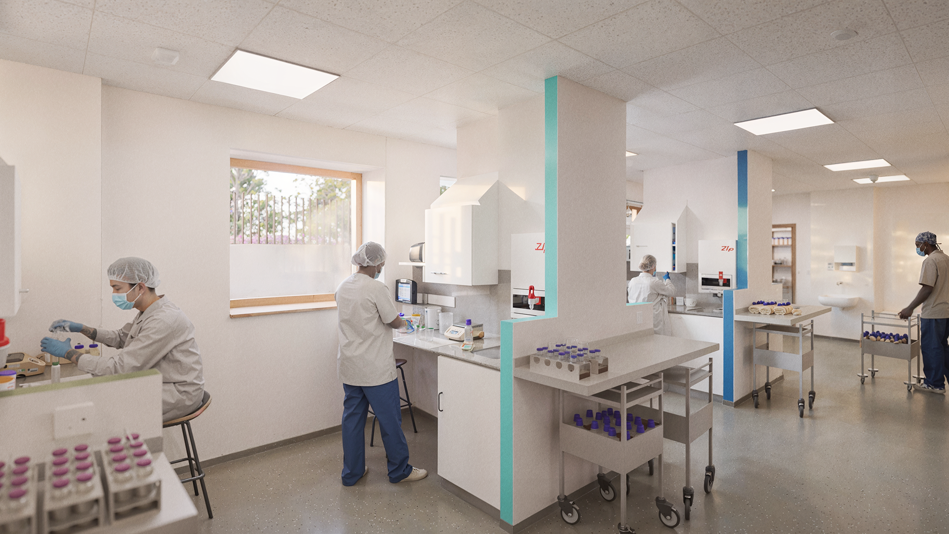 Computer generated image of the special feeds unit in the Children’s Cancer Centre. Details subject to change.